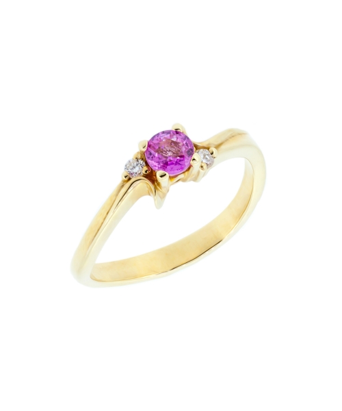 Gold engagement ring with pink sapphire and diamonds - 2