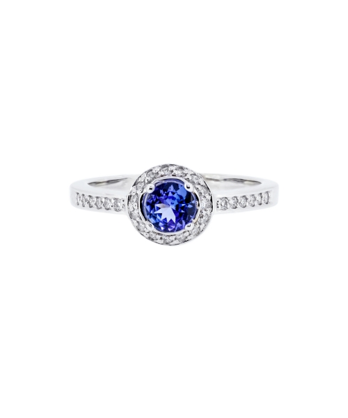 Gold engagement ring with tanzanite and diamonds - 1