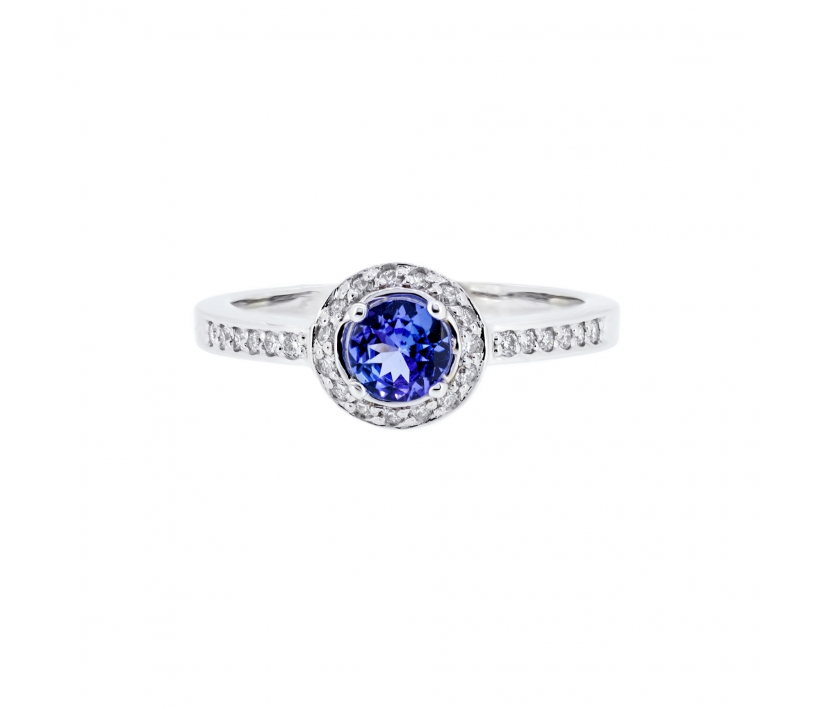 Gold engagement ring with tanzanite and diamonds - 1