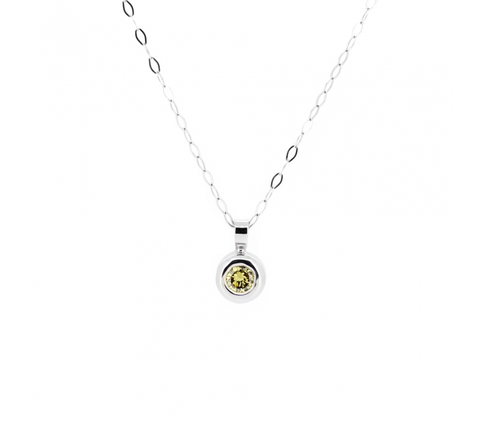 Gold necklace with green diamond 45 cm - 1