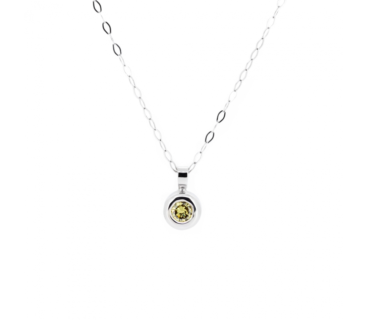 Gold necklace with green diamond 45 cm - 1