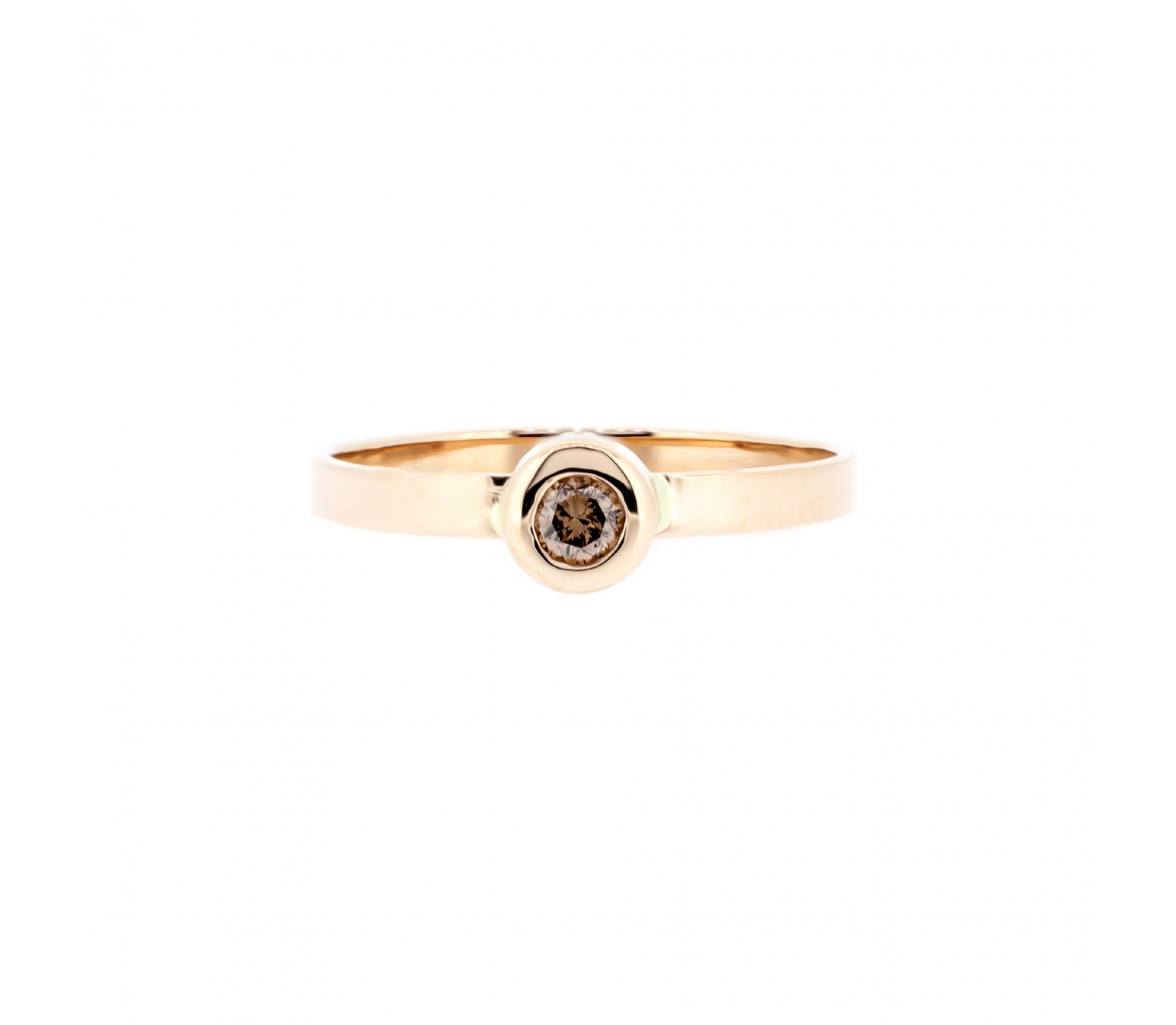 Gold ring with brown diamond - 1