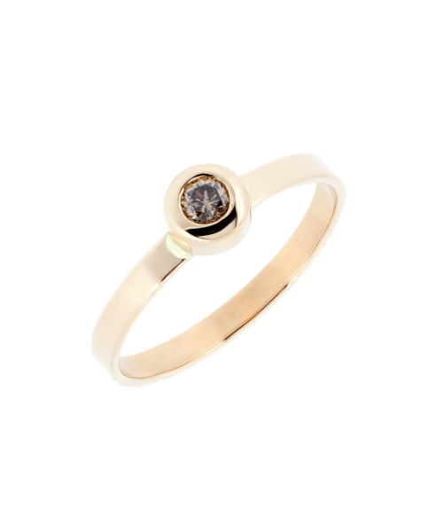 Gold ring with brown diamond - 2