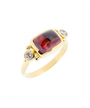 Retro style handcrafted tourmaline and diamond ring - 3