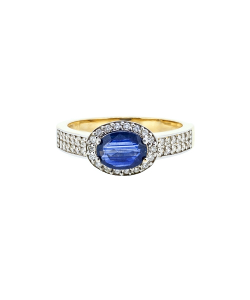 Gold sapphire and diamond ring - 1