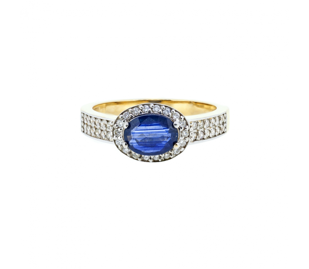 Gold sapphire and diamond ring - 1