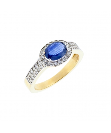 Gold sapphire and diamond ring - 2