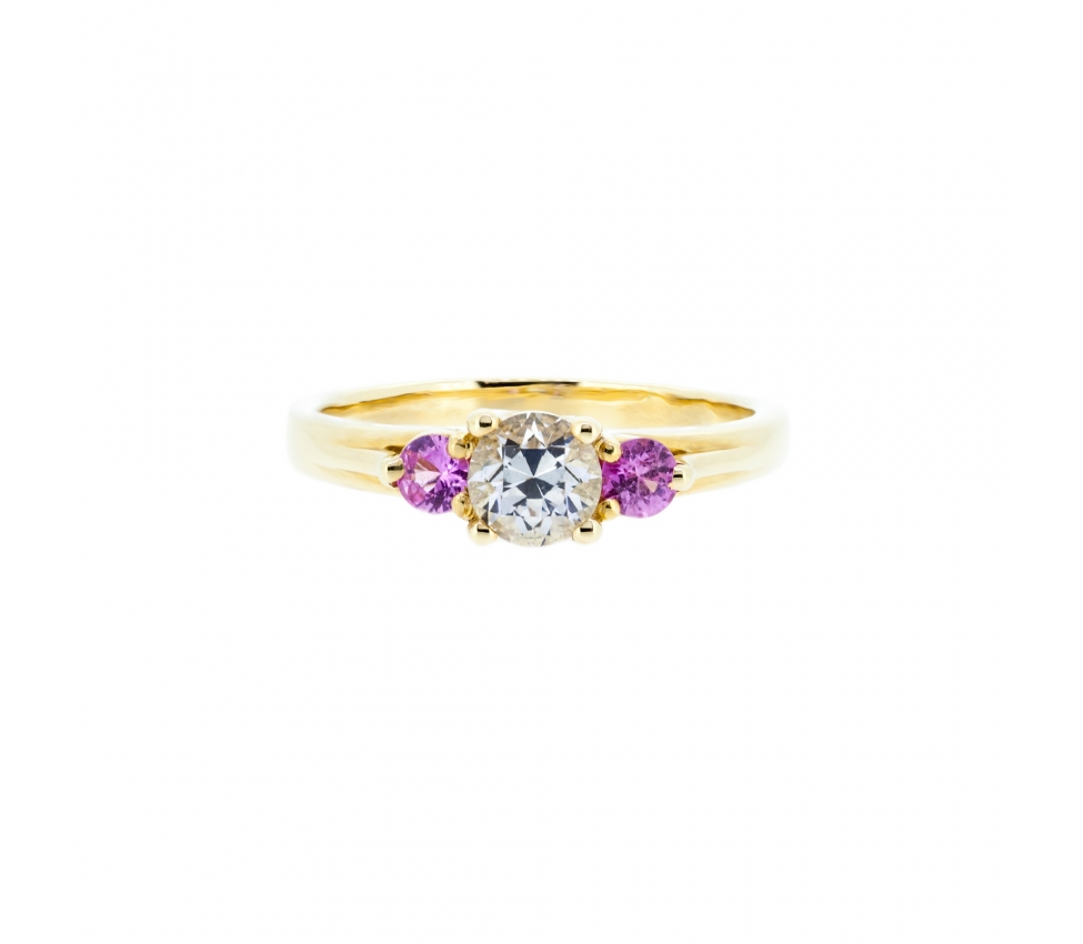 Gold engagement ring with white and pink sapphires - 1