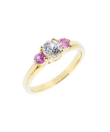 Gold engagement ring with white and pink sapphires - 2