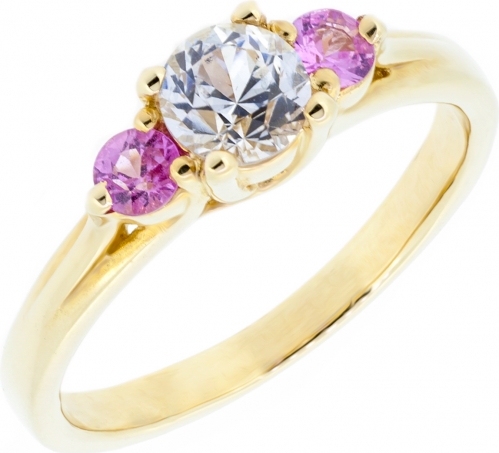 Gold engagement ring with white and pink sapphires - 2