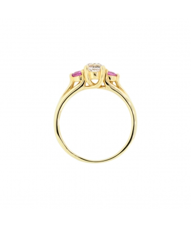 Gold engagement ring with white and pink sapphires - 3