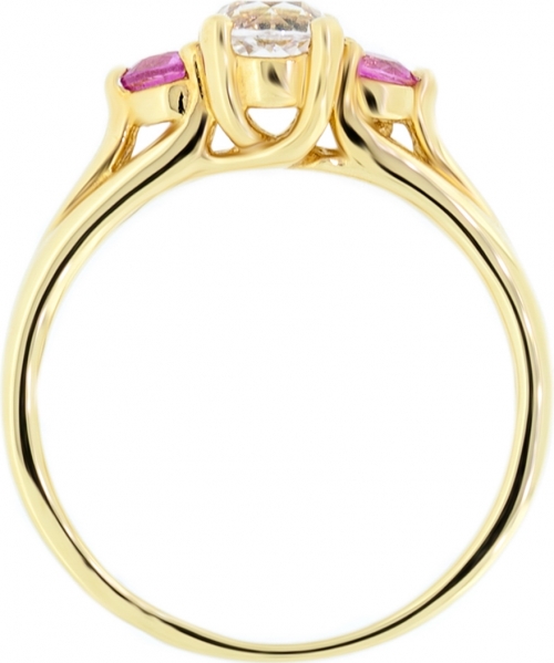 Gold engagement ring with white and pink sapphires - 3