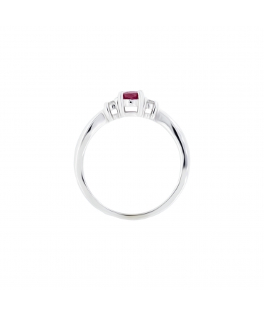 Gold engagement ring with ruby and diamonds - 3