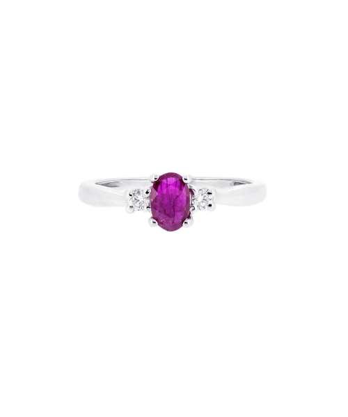 Gold engagement ring with ruby and diamonds - 1