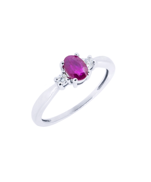 Gold engagement ring with ruby and diamonds - 2