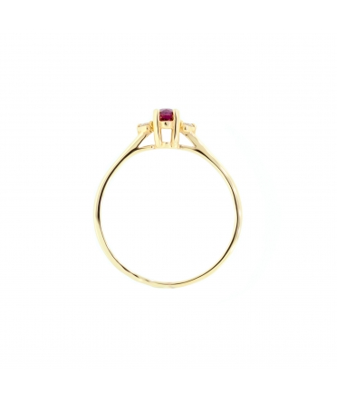 Gold engagement ring with garnet and diamonds - 3