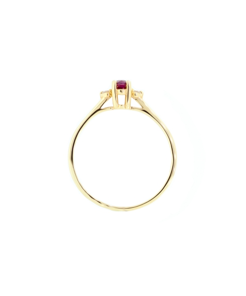 Gold engagement ring with garnet and diamonds - 3