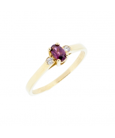 Gold engagement ring with garnet and diamonds - 2