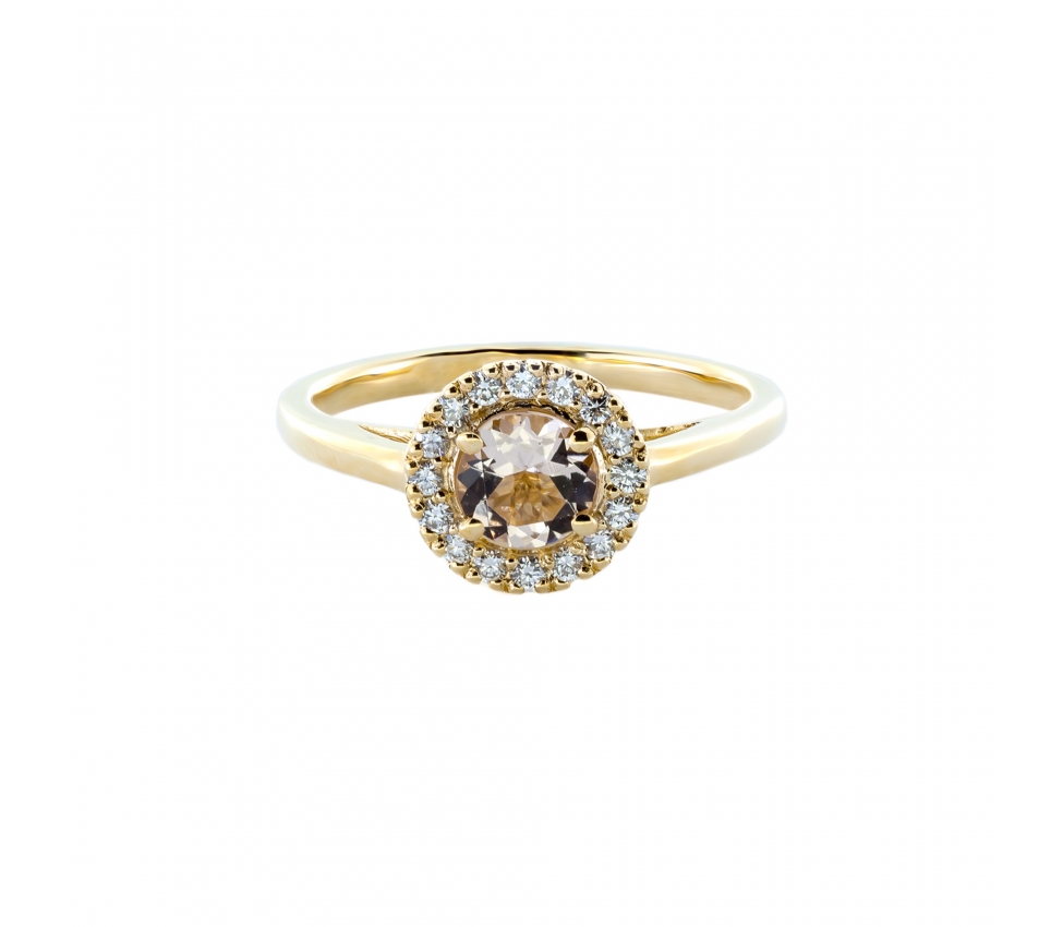 Gold engagement morganite and diamonds ring - 1