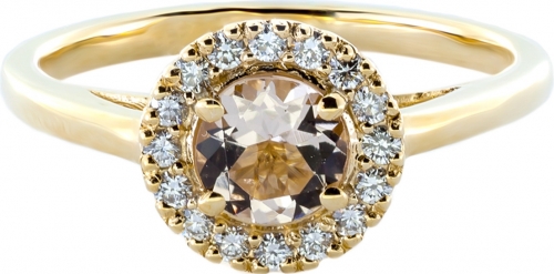 Gold engagement morganite and diamonds ring - 1