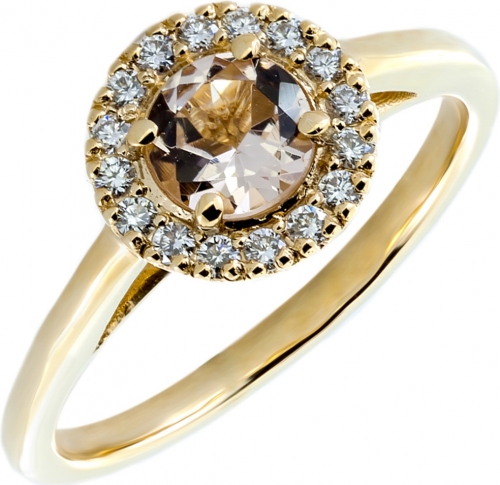 Gold engagement morganite and diamonds ring - 2