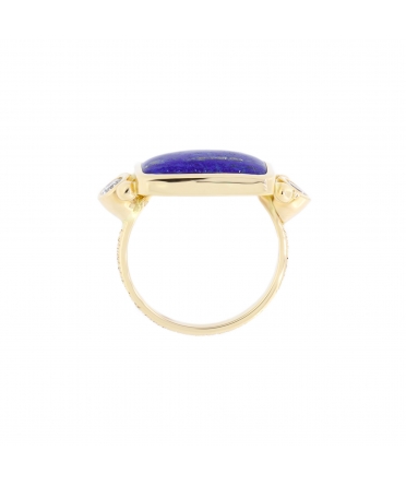 Retro style handcrafted Lapis lazuli and diamond ring - 5