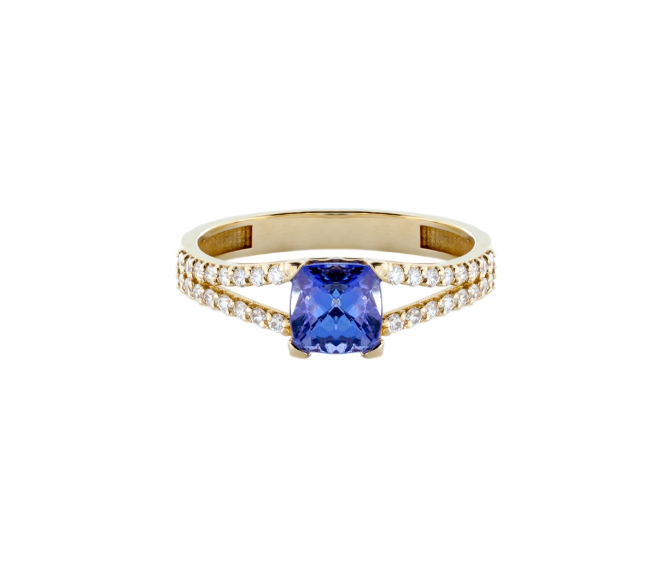 Gold engagement ring with tanzanite and diamonds - 1