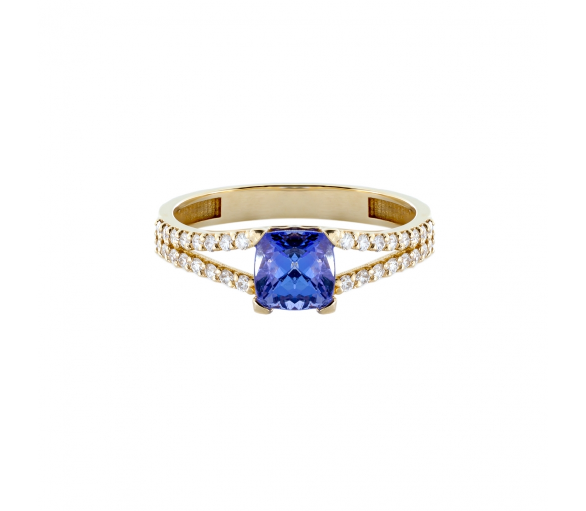 Gold engagement ring with tanzanite and diamonds - 1