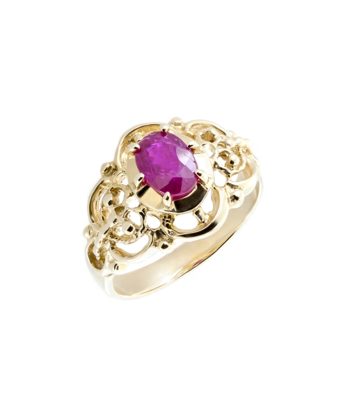 Gold retro style ruby ring - 2