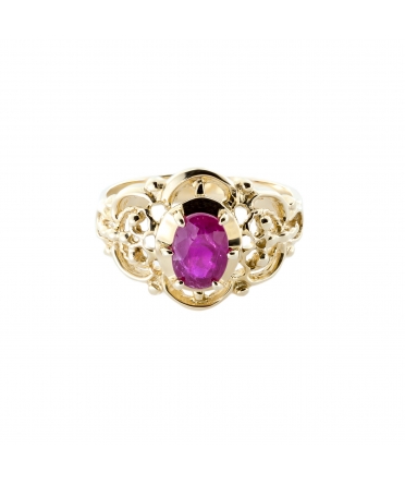 Gold retro style ruby ring - 1