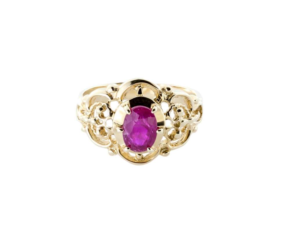 Gold retro style ruby ring - 1