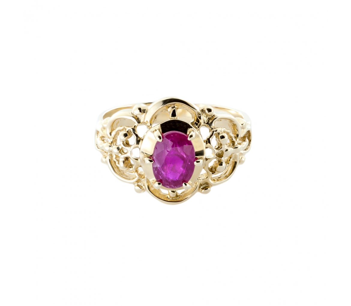 Gold retro style ruby ring - 1