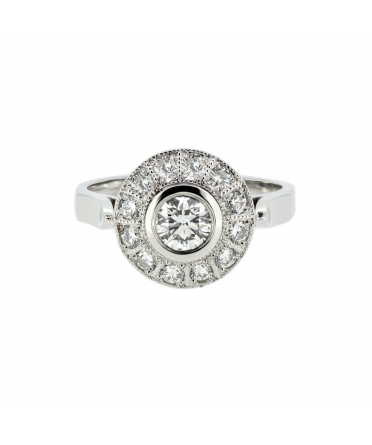 Platinum diamond retro style ring - 1