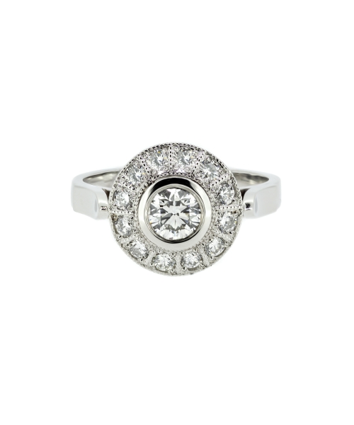 Platinum diamond retro style ring - 1