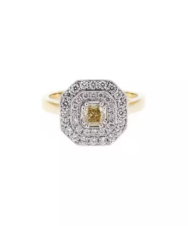 Fancy yellow diamond ring - 1