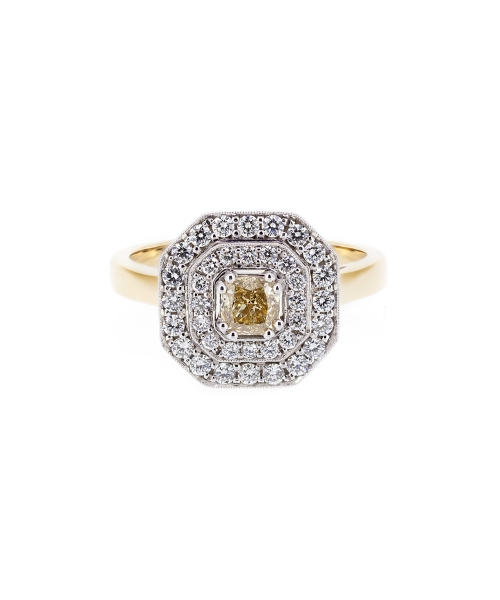 Fancy yellow diamond ring - 1