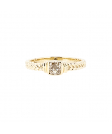 Fancy yellow diamond ring - 1