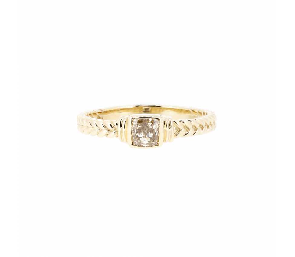 Fancy yellow diamond ring - 1