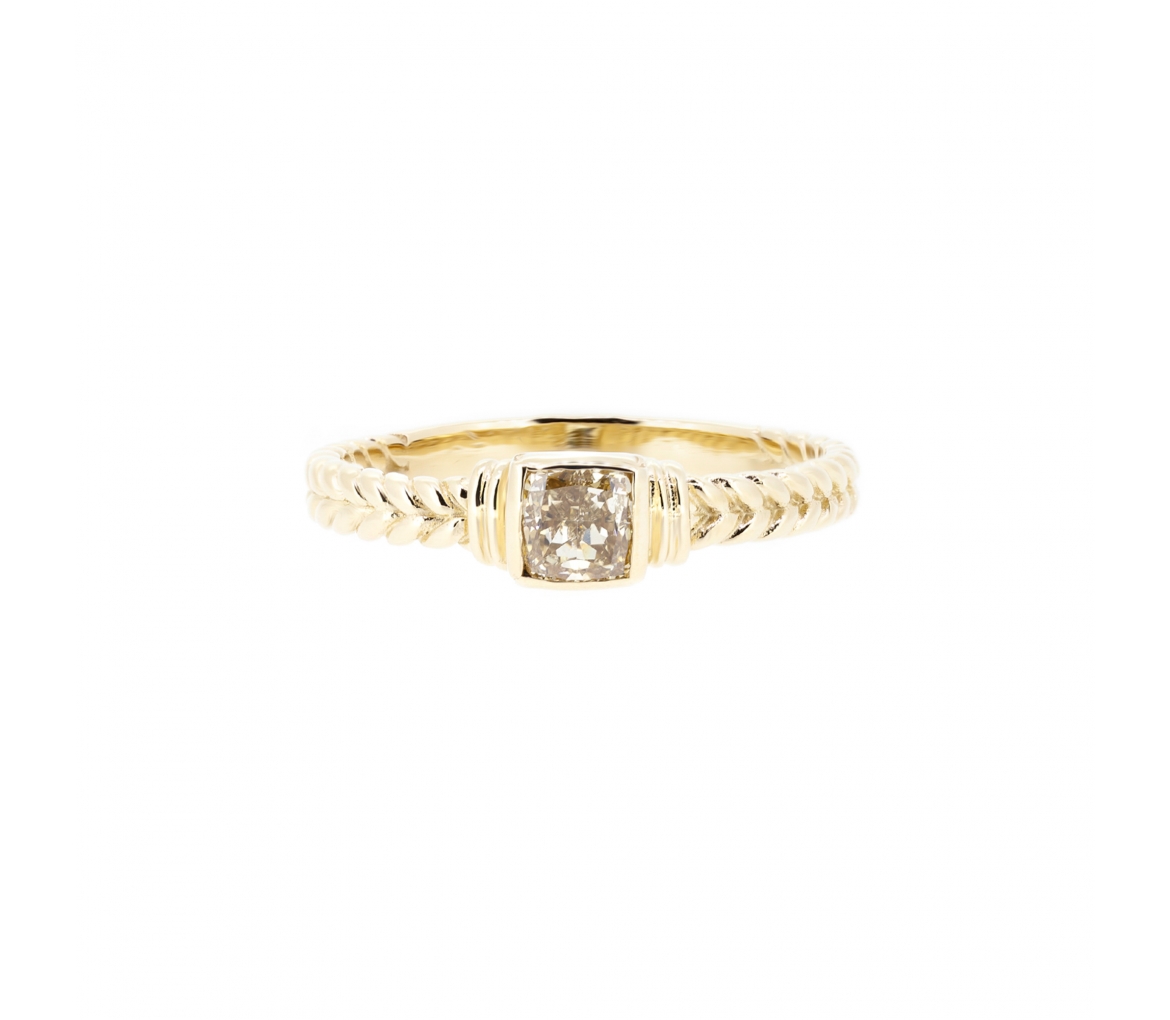 Fancy yellow diamond ring - 1