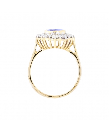 Gold ring with oval tanzanite and diamonds - 4