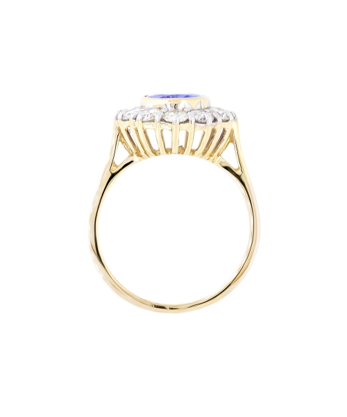 Gold ring with oval tanzanite and diamonds - 4