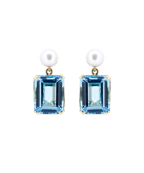 Swiss Blue topaz and pearl earrings - 1