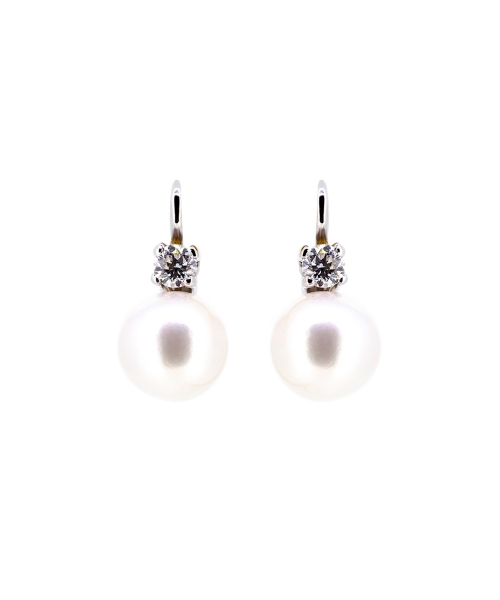 Pearl and diamond earrings - 1