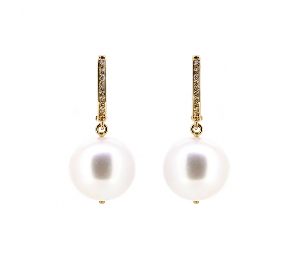 Pearl and diamond earrings - 1