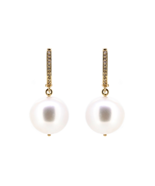 Pearl and diamond earrings - 1