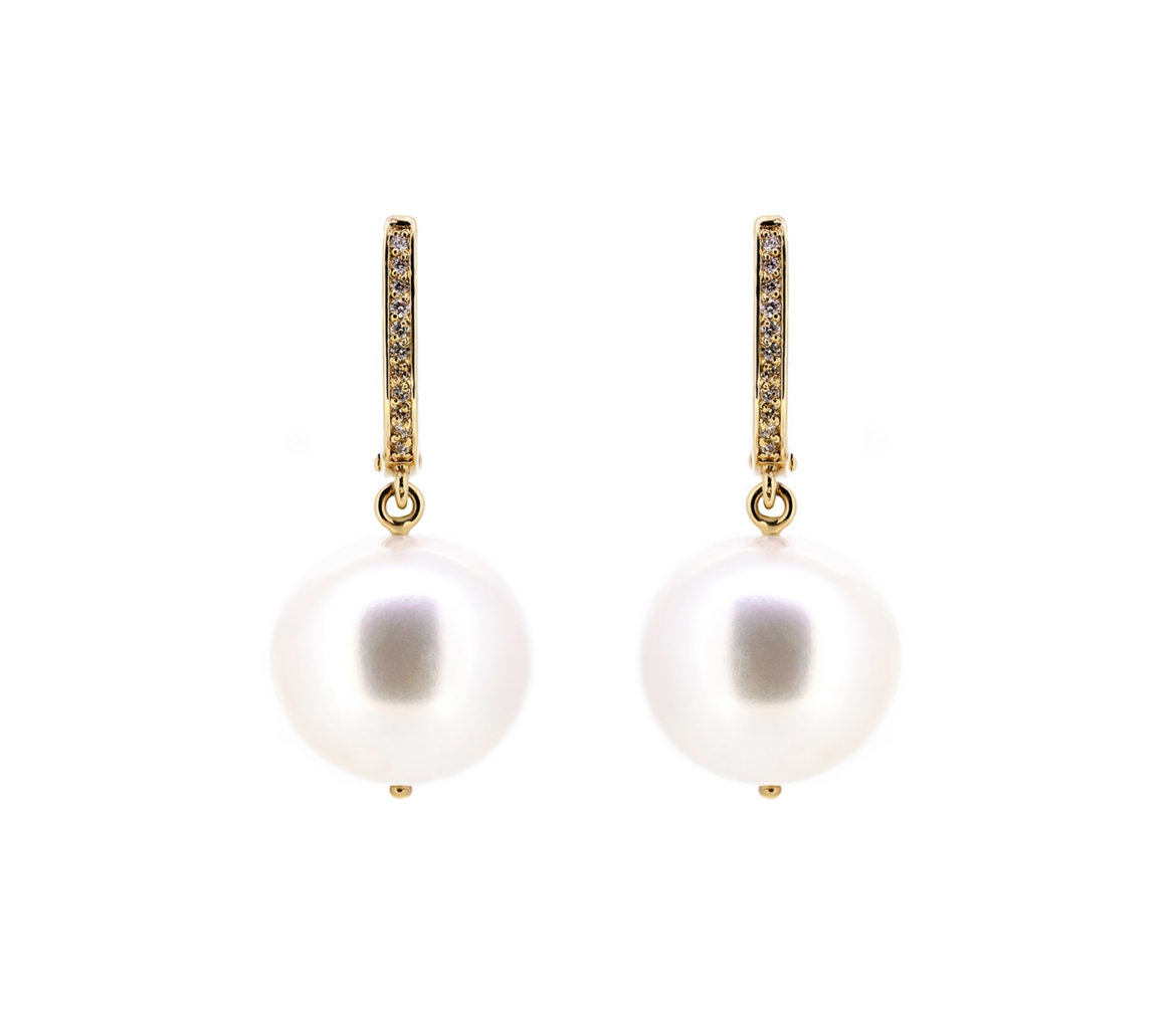 Pearl and diamond earrings - 1