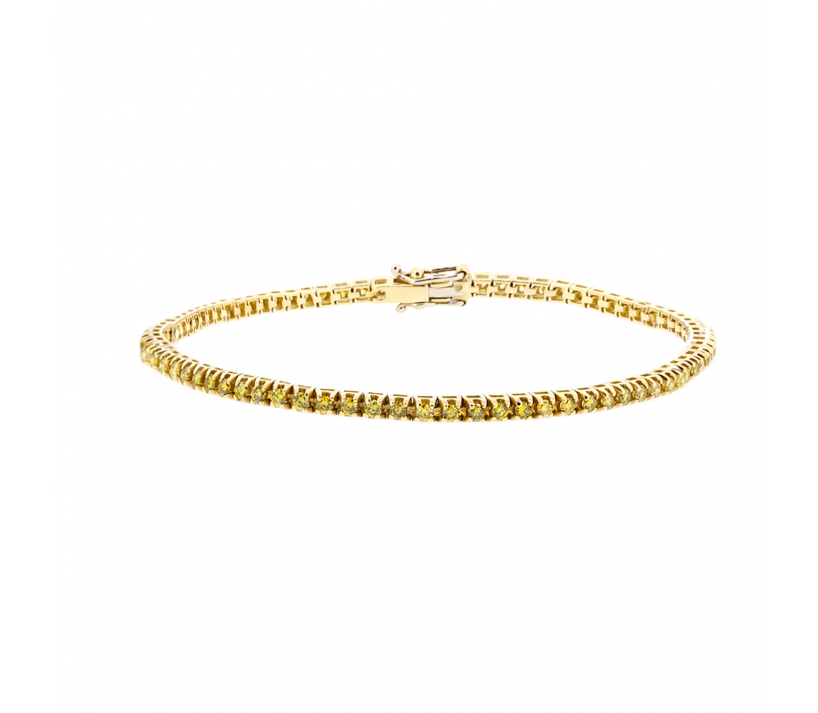 Fancy yellow diamond tennis bracelet - 1