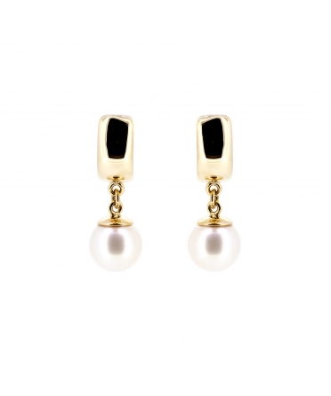 Gold earrings with pearls - 1