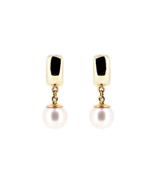 Gold earrings with pearls - 1