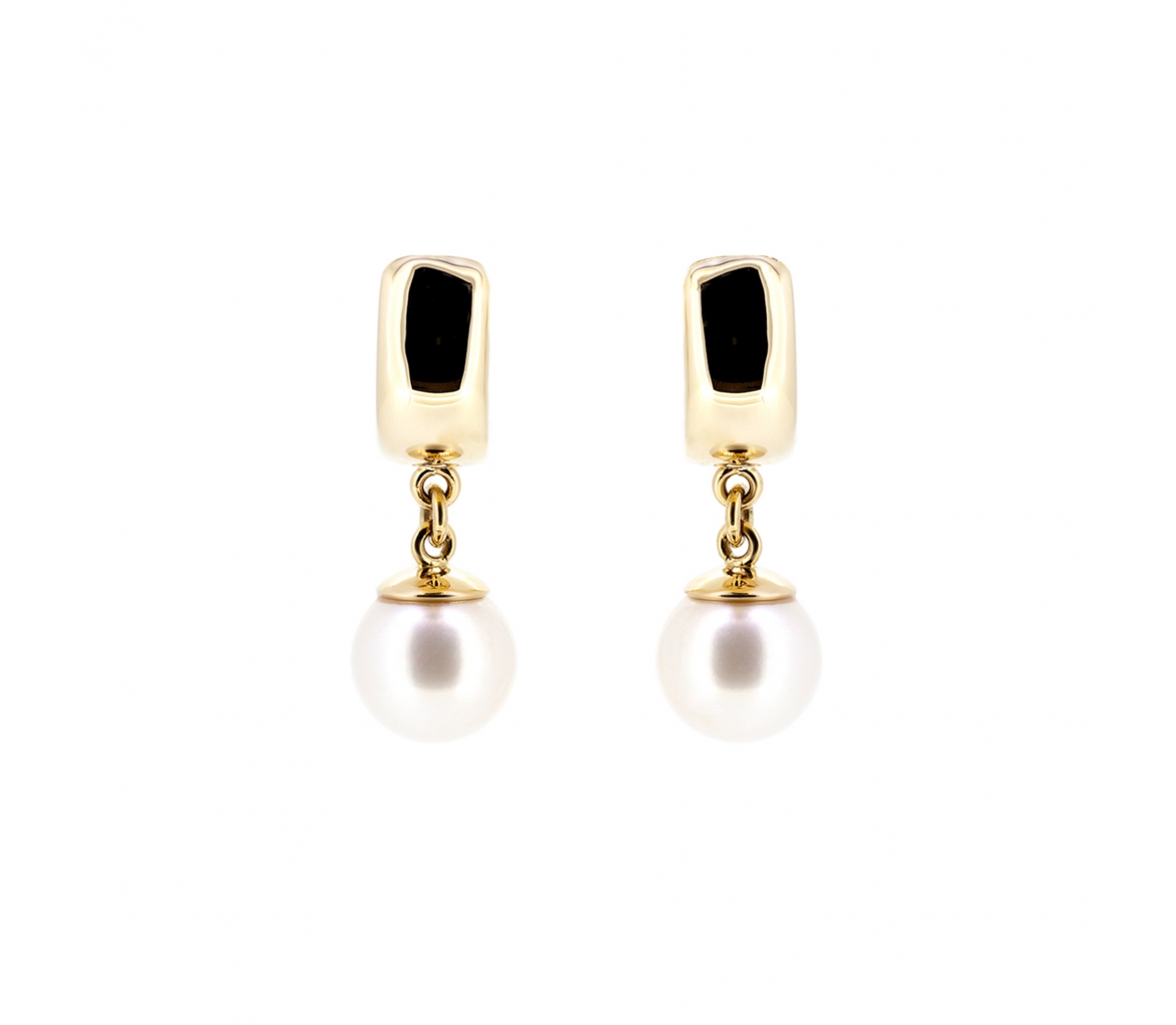 Gold earrings with pearls - 1